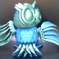 Owl Toy Blue Green Pose Back Close Up Head Look