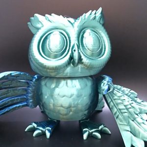 Owl Toy Blue Green Pose Front Close Up
