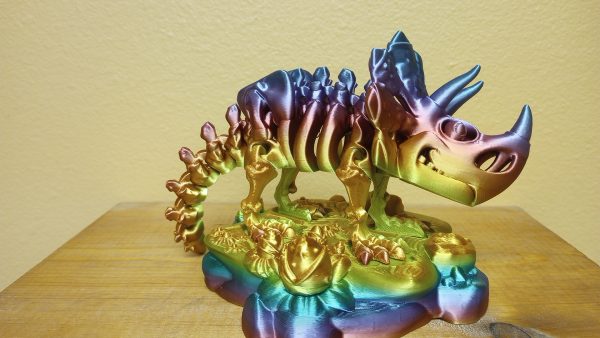 Skeleton Triceratops Toy on Stand